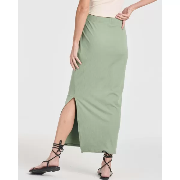 imageReal Essentials 3 Pack Womens Ribbed High Waisted Maxi Skirt with Side Slit  Casual Long Pencil SkirtSet 5