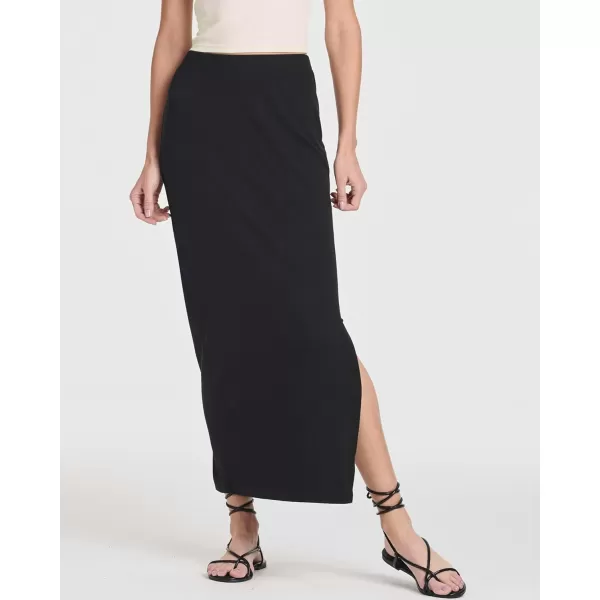 imageReal Essentials 3 Pack Womens Ribbed High Waisted Maxi Skirt with Side Slit  Casual Long Pencil SkirtSet 5