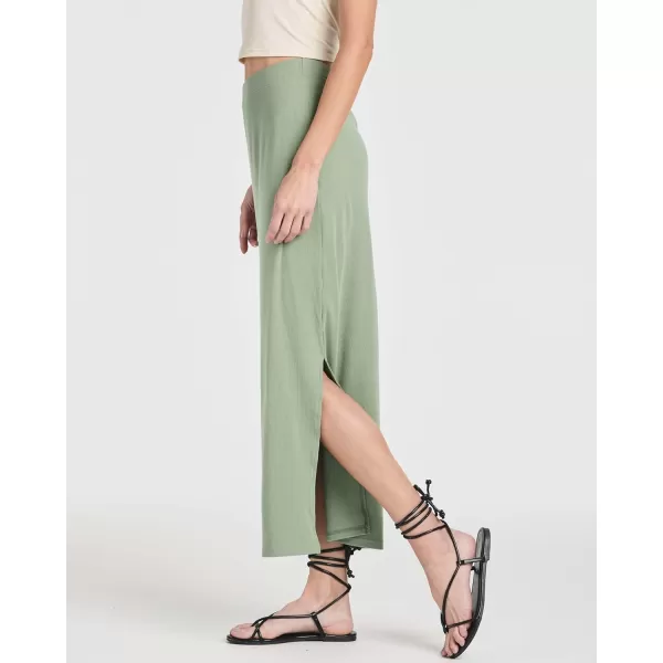 imageReal Essentials 3 Pack Womens Ribbed High Waisted Maxi Skirt with Side Slit  Casual Long Pencil SkirtSet 5