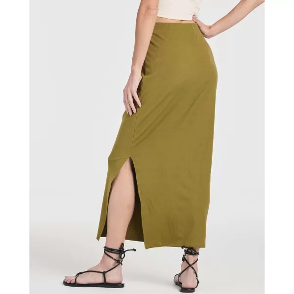 imageReal Essentials 3 Pack Womens Ribbed High Waisted Maxi Skirt with Side Slit  Casual Long Pencil SkirtSet 8