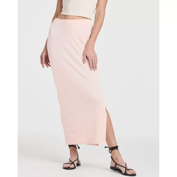 imageReal Essentials 3 Pack Womens Ribbed High Waisted Maxi Skirt with Side Slit  Casual Long Pencil SkirtSet 8