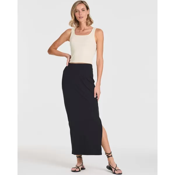 imageReal Essentials 3 Pack Womens Ribbed High Waisted Maxi Skirt with Side Slit  Casual Long Pencil SkirtSet 8