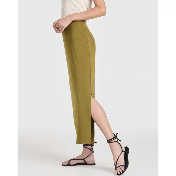 imageReal Essentials 3 Pack Womens Ribbed High Waisted Maxi Skirt with Side Slit  Casual Long Pencil SkirtSet 8