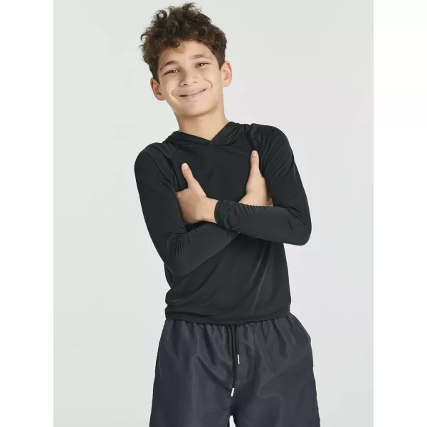 imageReal Essentials 3 PackYouth Rashguard Hoodie UPF UV Sun Protection Long Sleeve Swim Fishing Shirt  Boys ampamp Girls Ages 416Set 8