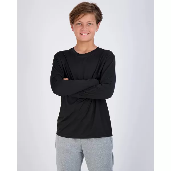 imageReal Essentials 4 Pack Boys Youth DryFit Moisture Wicking Active Athletic Performance LongSleeve TShirtSet 6
