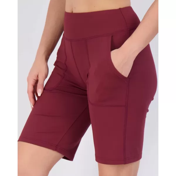 imageReal Essentials 4 Pack Womens 9quot Bermuda Long High Waisted Shorts with Pockets Casual Workout Athletic Available in PlusSet 3