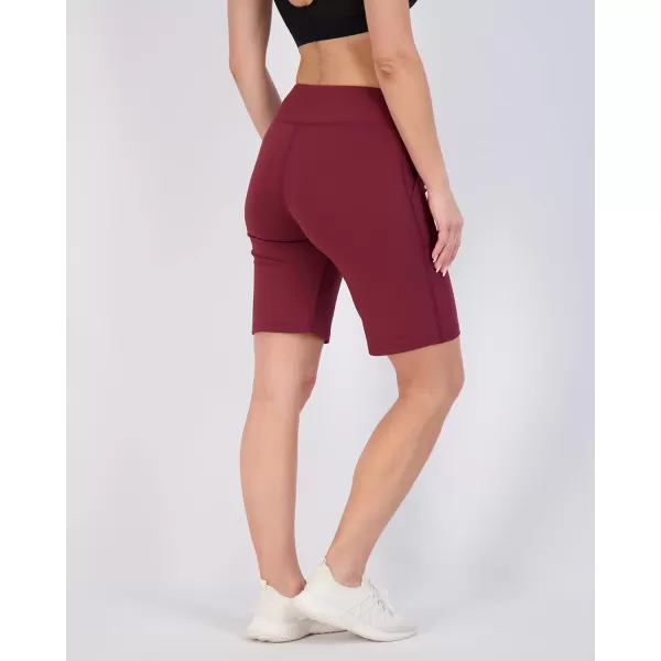 imageReal Essentials 4 Pack Womens 9quot Bermuda Long High Waisted Shorts with Pockets Casual Workout Athletic Available in PlusSet 3