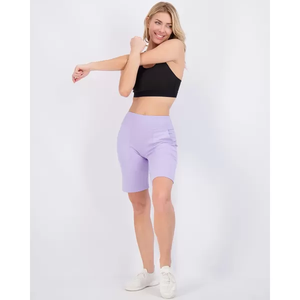 imageReal Essentials 4 Pack Womens 9quot Bermuda Long High Waisted Shorts with Pockets Casual Workout Athletic Available in PlusSet 3