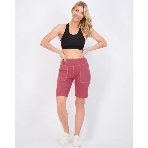imageReal Essentials 4 Pack Womens 9quot Bermuda Long High Waisted Shorts with Pockets Casual Workout Athletic Available in PlusSet 6