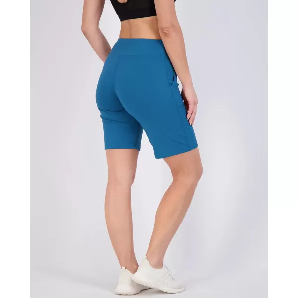 imageReal Essentials 4 Pack Womens 9quot Bermuda Long High Waisted Shorts with Pockets Casual Workout Athletic Available in PlusSet 7