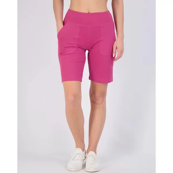 imageReal Essentials 4 Pack Womens 9quot Bermuda Long High Waisted Shorts with Pockets Casual Workout Athletic Available in PlusSet 8