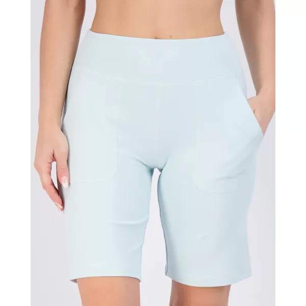 imageReal Essentials 4 Pack Womens 9quot Bermuda Long High Waisted Shorts with Pockets Casual Workout Athletic Available in PlusSet 8