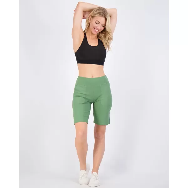 imageReal Essentials 4 Pack Womens 9quot Bermuda Long High Waisted Shorts with Pockets Casual Workout Athletic Available in PlusSet 8