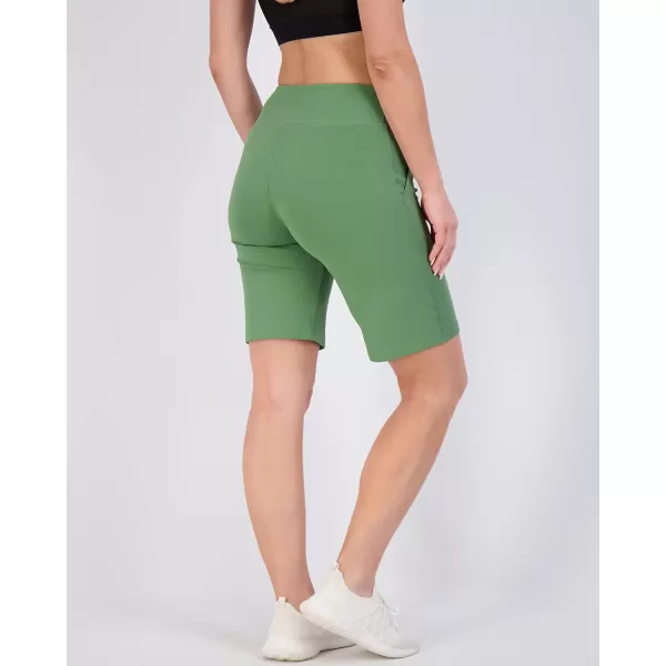 imageReal Essentials 4 Pack Womens 9quot Bermuda Long High Waisted Shorts with Pockets Casual Workout Athletic Available in PlusSet 8