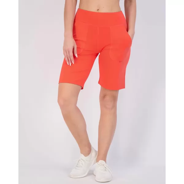 imageReal Essentials 4 Pack Womens 9quot Bermuda Long High Waisted Shorts with Pockets Casual Workout Athletic Available in PlusSet 9