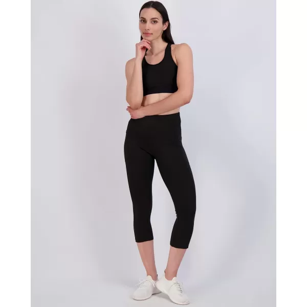 imageReal Essentials 4 Pack Womens Capri Leggings with Pockets Casual Yoga Workout Exercise Pants Available in Plus SizeSet 1