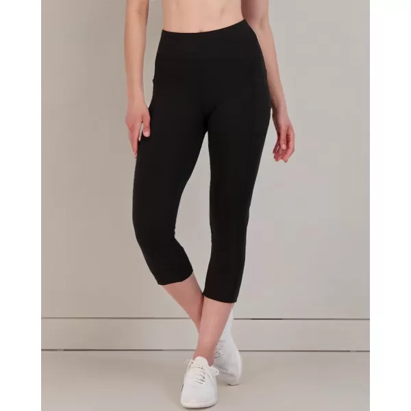 imageReal Essentials 4 Pack Womens Capri Leggings with Pockets Casual Yoga Workout Exercise Pants Available in Plus SizeSet 1