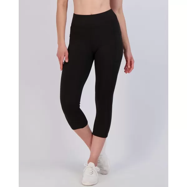 imageReal Essentials 4 Pack Womens Capri Leggings with Pockets Casual Yoga Workout Exercise Pants Available in Plus SizeSet 1