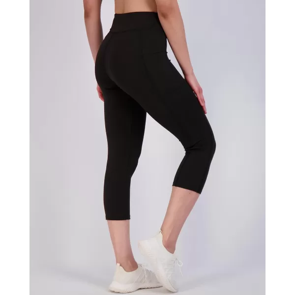 imageReal Essentials 4 Pack Womens Capri Leggings with Pockets Casual Yoga Workout Exercise Pants Available in Plus SizeSet 1