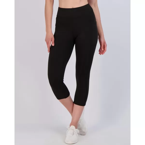imageReal Essentials 4 Pack Womens Capri Leggings with Pockets Casual Yoga Workout Exercise Pants Available in Plus SizeSet 3