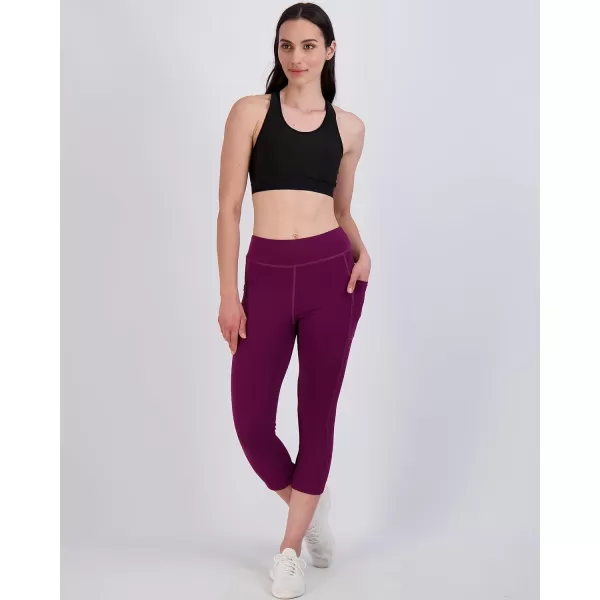 imageReal Essentials 4 Pack Womens Capri Leggings with Pockets Casual Yoga Workout Exercise Pants Available in Plus SizeSet 3