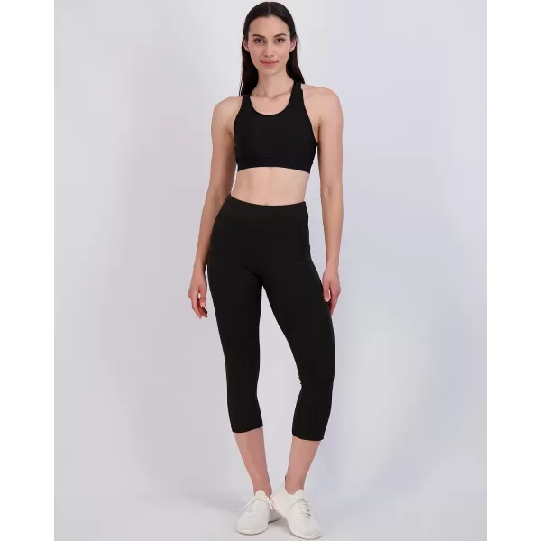 imageReal Essentials 4 Pack Womens Capri Leggings with Pockets Casual Yoga Workout Exercise Pants Available in Plus SizeSet 7