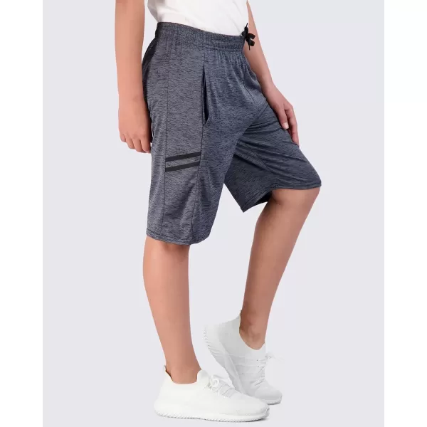 imageReal Essentials 5Pack Youth DryFit Active Athletic Basketball Gym Shorts with Pockets Boys ampamp GirlsSet E