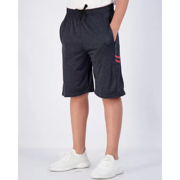 imageReal Essentials 5Pack Youth DryFit Active Athletic Basketball Gym Shorts with Pockets Boys ampamp GirlsSet E