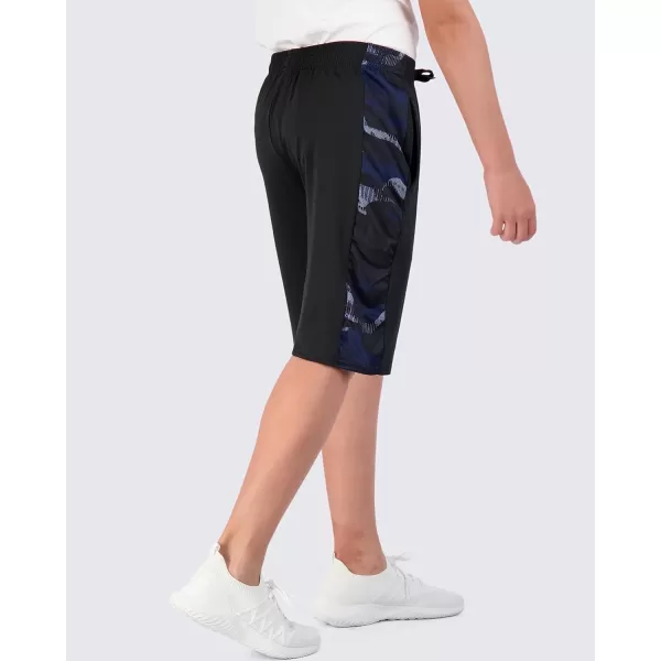 imageReal Essentials 5Pack Youth DryFit Active Athletic Basketball Gym Shorts with Pockets Boys ampamp GirlsSet H