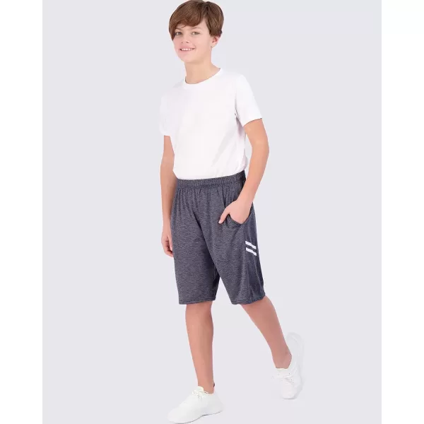imageReal Essentials 5Pack Youth DryFit Active Athletic Basketball Gym Shorts with Pockets Boys ampamp GirlsSet I
