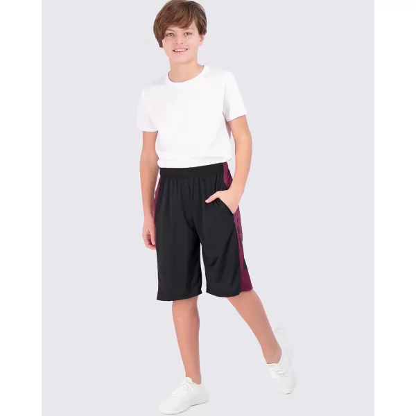 imageReal Essentials 5Pack Youth DryFit Active Athletic Basketball Gym Shorts with Pockets Boys ampamp GirlsSet J