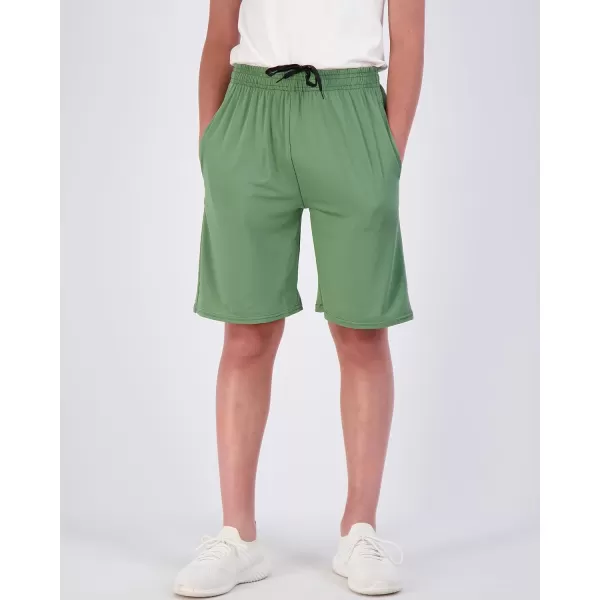 imageReal Essentials 5Pack Youth DryFit Active Athletic Basketball Gym Shorts with Pockets Boys ampamp GirlsSet L