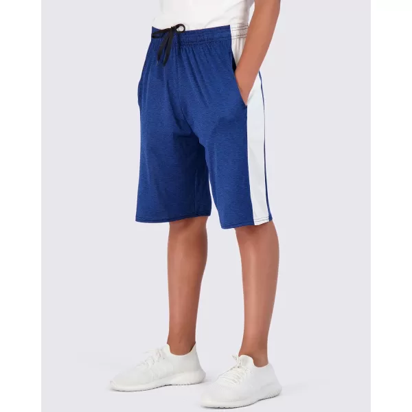 imageReal Essentials 5Pack Youth DryFit Active Athletic Basketball Gym Shorts with Pockets Boys ampamp GirlsSet a