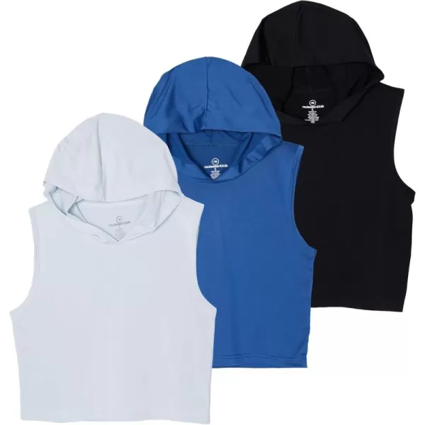 image3 Pack Womens DryFit Sleeveless Cropped Tank Top Hoodie  Athletic Crop SweatshirtSet 5