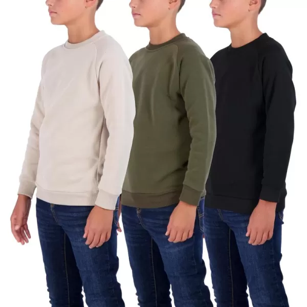 imageReal Essentials 3 Pack Boys Fleece Crew Neck Long Sleeve Sweatshirt  Soft Pullover Sweaters for Youth Kids Boys ampamp GirlsSet 1