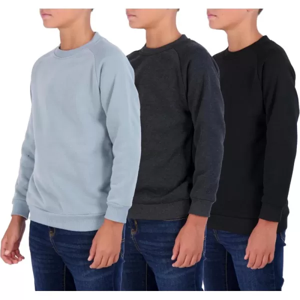 imageReal Essentials 3 Pack Boys Fleece Crew Neck Long Sleeve Sweatshirt  Soft Pullover Sweaters for Youth Kids Boys ampamp GirlsSet 4