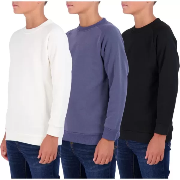 imageReal Essentials 3 Pack Boys Fleece Crew Neck Long Sleeve Sweatshirt  Soft Pullover Sweaters for Youth Kids Boys ampamp GirlsSet 6