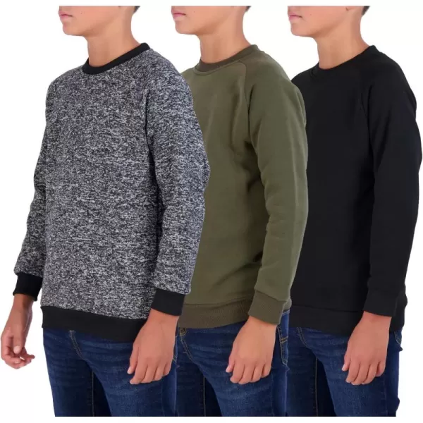 imageReal Essentials 3 Pack Boys Fleece Crew Neck Long Sleeve Sweatshirt  Soft Pullover Sweaters for Youth Kids Boys ampamp GirlsSet 7