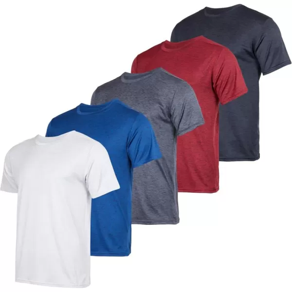 imageReal Essentials 5 Pack Youth DryFit Wicking Active Athletic Performance Short Sleeve TShirt Boys ampamp Girls ShirtsSet B