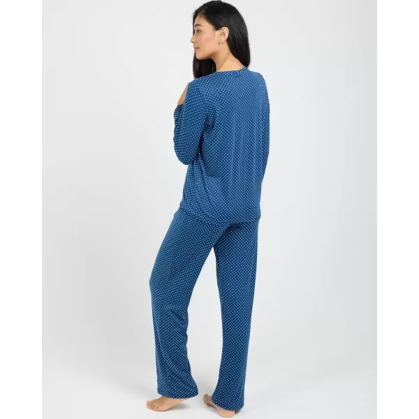 imageReal Essentials 2 Pack Womens Pajama Set  Choose from Short Sleeve with Pocket or Long Sleeve without PocketSet B Blue  Burgundy