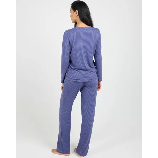 imageReal Essentials 2 Pack Womens Pajama Set  Choose from Short Sleeve with Pocket or Long Sleeve without PocketSet D Blue  Charcoal