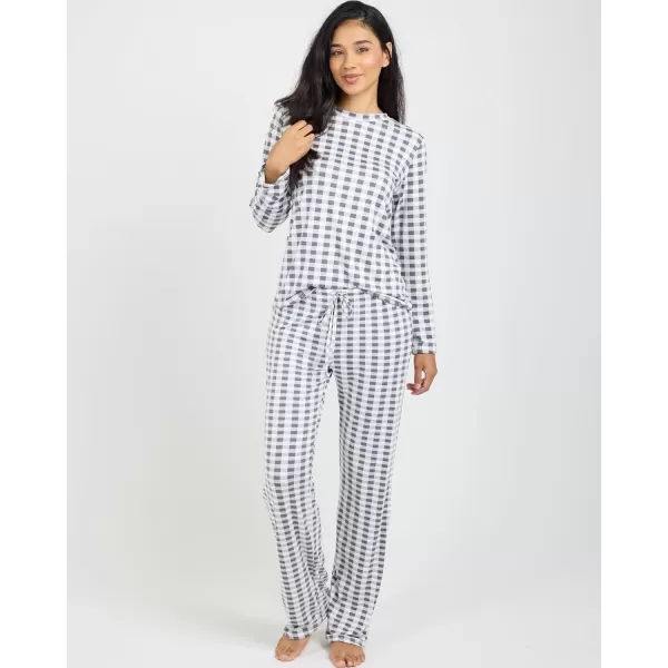 imageReal Essentials 2 Pack Womens Pajama Set  Choose from Short Sleeve with Pocket or Long Sleeve without PocketSet D Blue  Charcoal