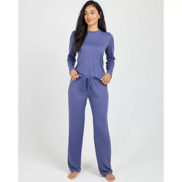 imageReal Essentials 2 Pack Womens Pajama Set  Choose from Short Sleeve with Pocket or Long Sleeve without PocketSet D Blue  Charcoal