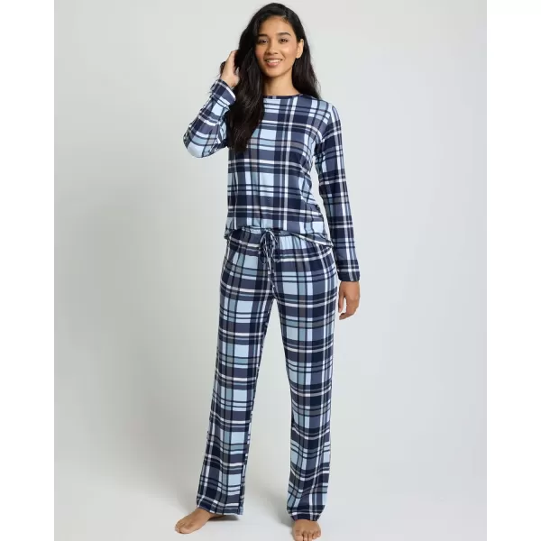 imageReal Essentials 2 Pack Womens Pajama Set  Choose from Short Sleeve with Pocket or Long Sleeve without PocketSet J Navy  Beige