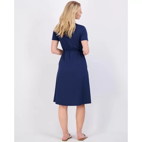 imageReal Essentials 3Pack Womens Midi Short Sleeve Soft TShirt Dress with Elastic Waist Available in Plus SizeSet 8