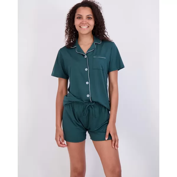 imageReal Essentials 4 Piece Womens Long ampamp Short Sleeve Button Down Pajama Set  Ultra Soft Available In Plus SizeShort Sleeve  Set 9