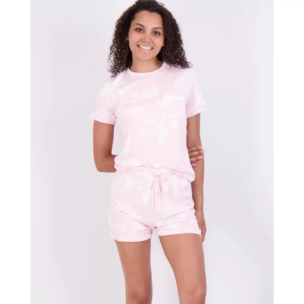 imageReal Essentials 4 Piece Womens Short Sleeve Top with Shorts Pajama Set  UltraSoft Lounge ampamp Sleepwear Available In PlusSet 10