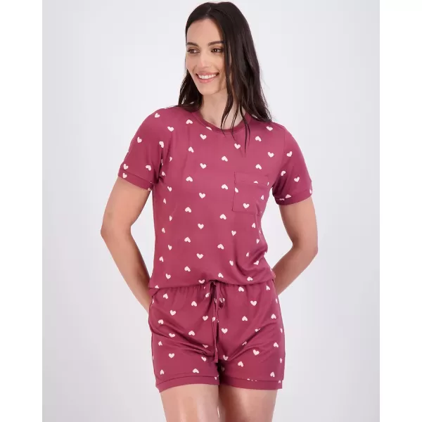 imageReal Essentials 4 Piece Womens Short Sleeve Top with Shorts Pajama Set  UltraSoft Lounge ampamp Sleepwear Available In PlusSet 8