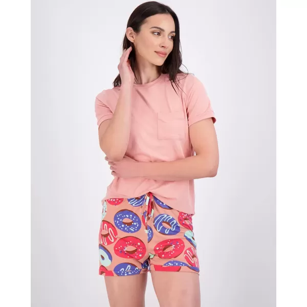 imageReal Essentials 4 Piece Womens Short Sleeve Top with Shorts Pajama Set  UltraSoft Lounge ampamp Sleepwear Available In PlusSet 8