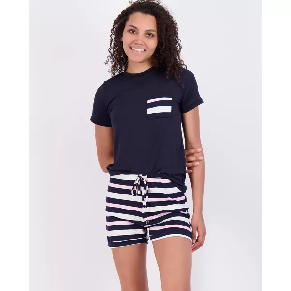 imageReal Essentials 4 Piece Womens Short Sleeve Top with Shorts Pajama Set  UltraSoft Lounge ampamp Sleepwear Available In PlusSet 9